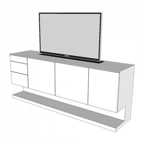 Weiße Anrichte mit TV-Lift 